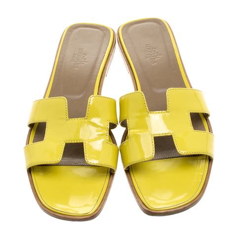 yellow hermes sandals|hermes oran sandals size 40.